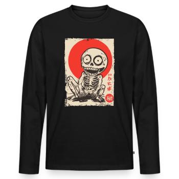 Funny Japanese Edo Era Skeleton - Men's Premium Organic Long Sleeve Shirt - black - Front - Nico (187cm)