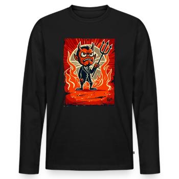 Little angry Satan manager of hell - Men's Premium Organic Long Sleeve Shirt - black - Front - Nico (187cm)
