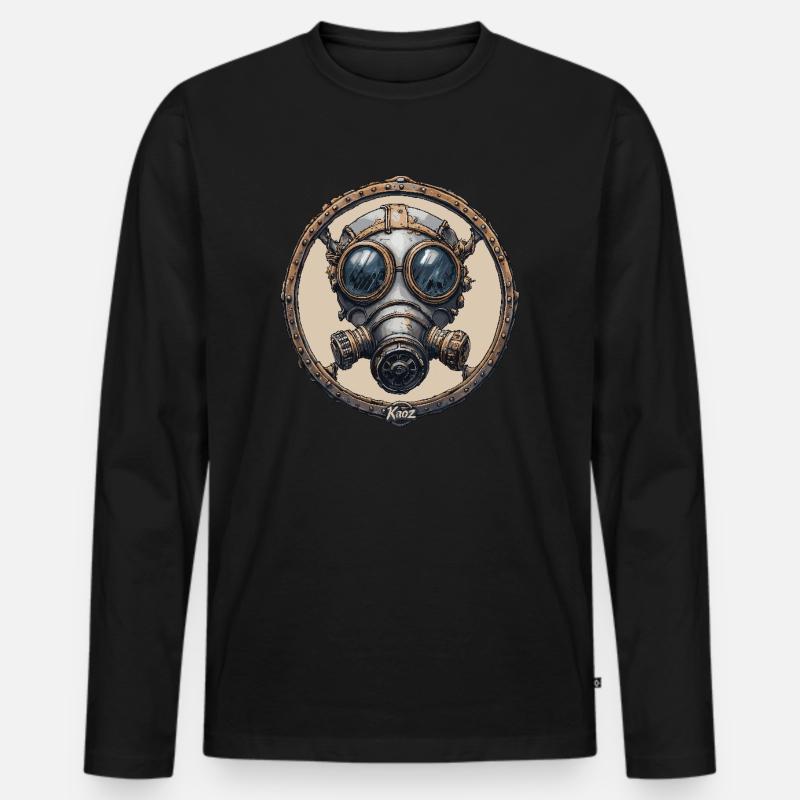 Steampunk-Maske - Männer Premium Bio Langarmshirt - Schwarz