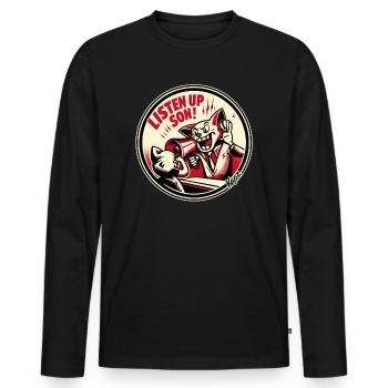 Hör zu, mein Sohn! Lauter Megafon Papa - Männer Premium Bio Langarmshirt - Schwarz - Vorne - Nico (187cm)