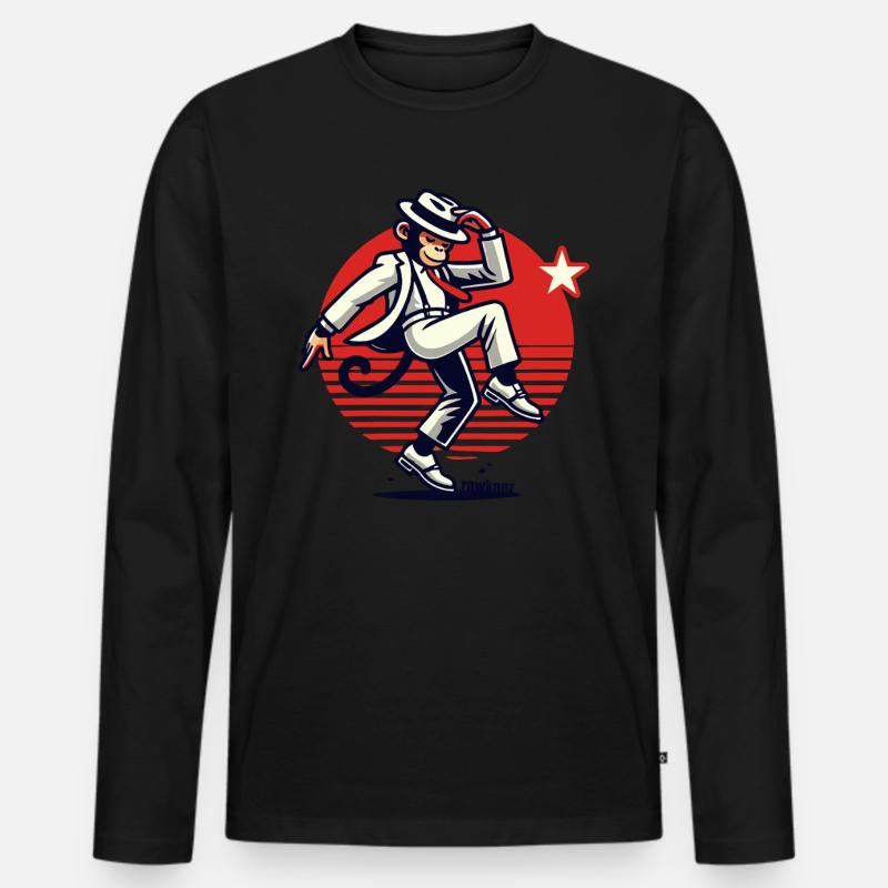 Moonwalk-Monkey Affentanz Affe - Männer Premium Bio Langarmshirt - Schwarz
