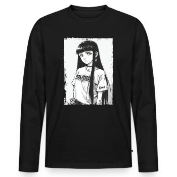 Japanese Cartoon Girl and Politics - Men's Premium Organic Long Sleeve Shirt - black - Front - Nico (187cm)