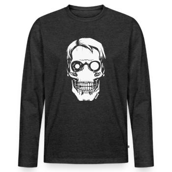 Cyber Skull – Crâne futuriste - T-shirt manches longues Premium bio Homme - anthracite chiné - Devant - Nico (187cm)