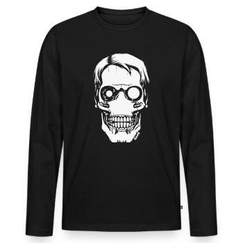Cyber Skull – Crâne futuriste - T-shirt manches longues Premium bio Homme - noir - Devant - Nico (187cm)