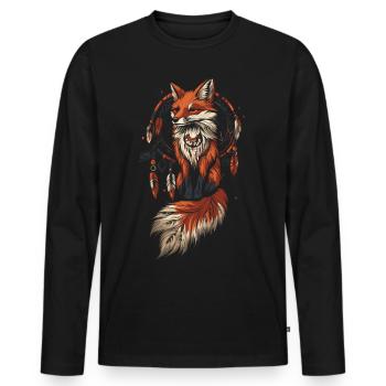 Fox Dream Catcher Indian - Men's Premium Organic Long Sleeve Shirt - black - Front - Nico (187cm)