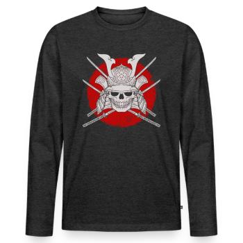 Samurai warrior, sunset, skull Japan - Men's Premium Organic Long Sleeve Shirt - heather anthracite - Front - Nico (187cm)