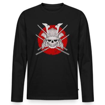 Samurai warrior, sunset, skull Japan - Men's Premium Organic Long Sleeve Shirt - black - Front - Nico (187cm)