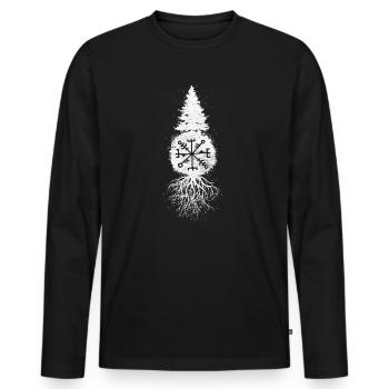 Viking Compass, Vegvisir, Rune Gift Idea - Men's Premium Organic Long Sleeve Shirt - black - Front - Nico (187cm)