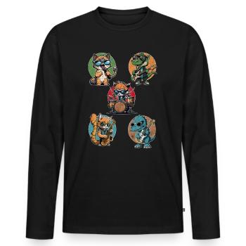 Design cool pour les enfants avec des motifs manga kawaii - T-shirt manches longues Premium bio Homme - noir - Devant - Nico (187cm)