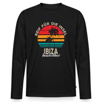Ibiza beach vibes Ibiza Urlaub - Männer Premium Bio Langarmshirt - Schwarz - Vorne - Nico (187cm)
