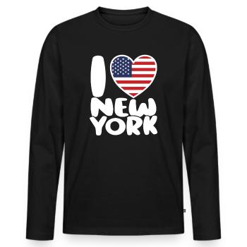 I love New York - Men's Premium Organic Long Sleeve Shirt - black - Front - Nico (187cm)