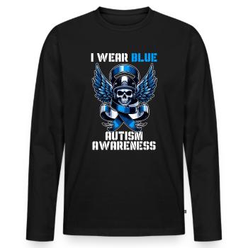 Biker wear blue for autism awareness - Männer Premium Bio Langarmshirt - Schwarz - Vorne - Nico (187cm)