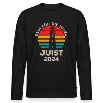 Juist 2024 - Conception du phare de l’île de loisirs à l’état pur - T-shirt manches longues Premium bio Homme - noir - Devant - Nico (187cm)