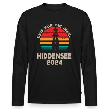 Hiddensee 2024 Holiday Anticipation Lighthouse Design - Men's Premium Organic Long Sleeve Shirt - black - Front - Nico (187cm)
