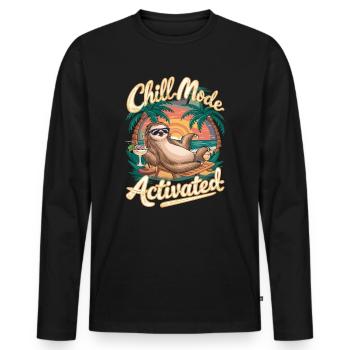 Chilliges Faultier Im Chill Modus - Männer Premium Bio Langarmshirt - Schwarz - Vorne - Nico (187cm)
