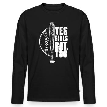 Les filles jouent aussi au baseball - T-shirt manches longues Premium bio Homme - noir - Devant - Nico (187cm)