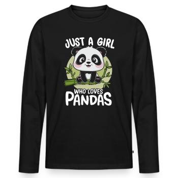 Just a girl who loves Pandas - Männer Premium Bio Langarmshirt - Schwarz - Vorne - Nico (187cm)