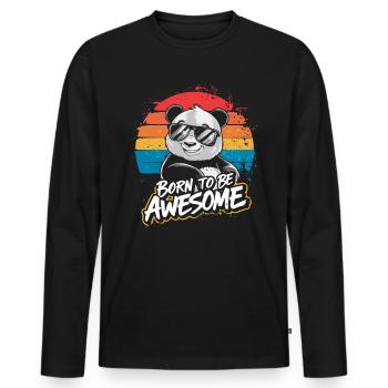 Born to be awesome Panda Sunglasses Vintage - Men's Premium Organic Long Sleeve Shirt - black - Front - Nico (187cm)