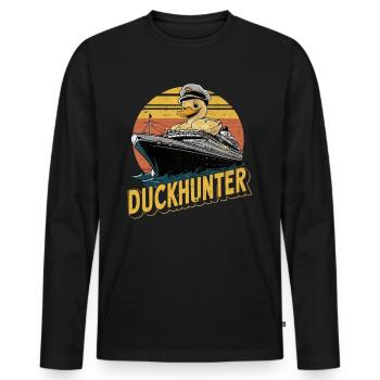 Duck Hunter Captain Nautical Cruise Ship - Men's Premium Organic Long Sleeve Shirt - black - Front - Nico (187cm)