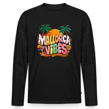 Mallorca Vibes Tropical Sunset Paradise - Men's Premium Organic Long Sleeve Shirt - black - Front - Nico (187cm)