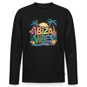 Ibiza Vibes Tropisches Paradies Sonnenuntergang - Männer Premium Bio Langarmshirt - Schwarz - Vorne - Nico (187cm)