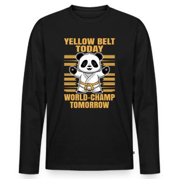 Yellow Belt Today, World Champion Tomorrow Judo Shirt - Men's Premium Organic Long Sleeve Shirt - black - Front - Nico (187cm)