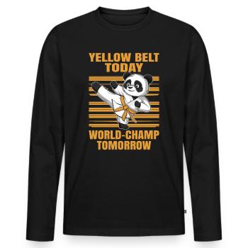 Yellow Belt Today, World Champion Tomorrow Karate - Men's Premium Organic Long Sleeve Shirt - black - Front - Nico (187cm)