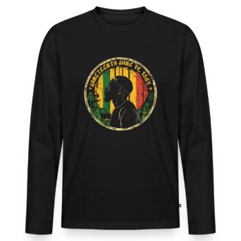 Juneteenth Vintage tshirt Design - T-shirt manches longues Premium bio Homme - noir - Devant - Nico (187cm)