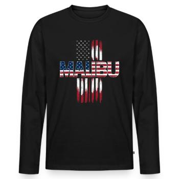 Malibu USA Flag - Men's Premium Organic Long Sleeve Shirt - black - Front - Nico (187cm)
