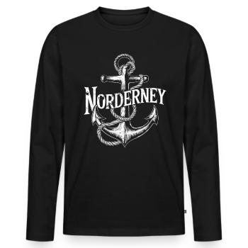 Norderney Nautisches Ankerdesign - Männer Premium Bio Langarmshirt - Schwarz - Vorne - Nico (187cm)