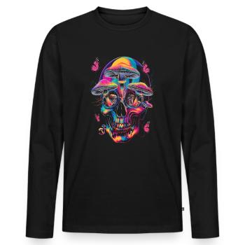 Crâne Psychédélique Totenkopf - T-shirt manches longues Premium bio Homme - noir - Devant - Nico (187cm)