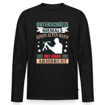 Armbrust Rentner Geschenk Lustig Herren Spruch - Männer Premium Bio Langarmshirt - Schwarz - Vorne - Nico (187cm)