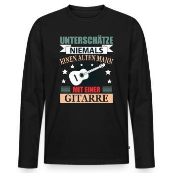 Gitarre Rentner Geschenk Lustig Herren Spruch - Männer Premium Bio Langarmshirt - Schwarz - Vorne - Nico (187cm)