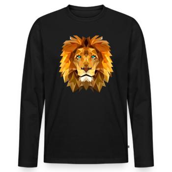 Tête de lion roi lion - T-shirt manches longues Premium bio Homme - noir - Devant - Nico (187cm)
