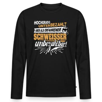 Schweisser Spruch Beruf schweissen unbezahlbar - Männer Premium Bio Langarmshirt - Schwarz - Vorne - Nico (187cm)