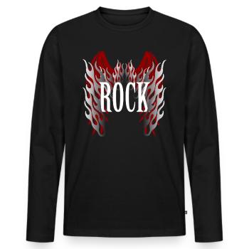 Rock Hard Rock Band Motiv Für Damen Und Herren - Männer Premium Bio Langarmshirt - Schwarz - Vorne - Nico (187cm)