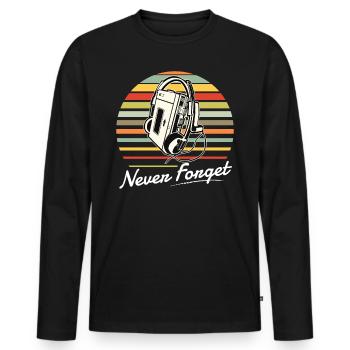 Walkman Kassettenspieler Retro 90er Geschenk - Männer Premium Bio Langarmshirt - Schwarz - Vorne - Nico (187cm)
