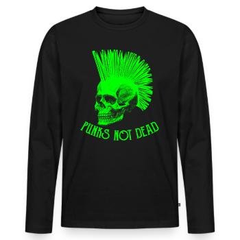 Punks not dead saying punk hairstyle skull - Men's Premium Organic Long Sleeve Shirt - black - Front - Nico (187cm)