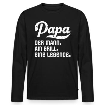Papa grillen Mann - Männer Premium Bio Langarmshirt - Schwarz - Vorne - Nico (187cm)