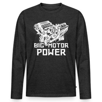 Moteur bloc moteur voiture 8 cylindres US car - T-shirt manches longues Premium bio Homme - anthracite chiné - Devant - Nico (187cm)