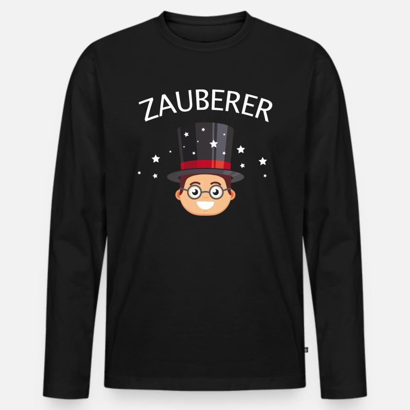 Zauberer Zaubern Junge - Männer Premium Bio Langarmshirt - Schwarz