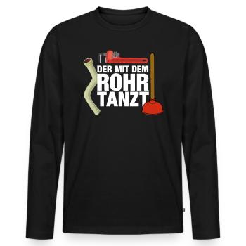 Klempner Spruch Lustig Männer Geschenkidee - Männer Premium Bio Langarmshirt - Schwarz - Vorne - Nico (187cm)