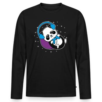 Panda Gamer Pandabär Zocker Geschenkidee - Männer Premium Bio Langarmshirt - Schwarz - Vorne - Nico (187cm)