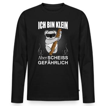Klein Aber Scheiss Gefährlich Koala Spruch Lustig - Männer Premium Bio Langarmshirt - Schwarz - Vorne - Nico (187cm)