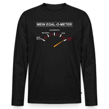 Egal O Meter Total Egal Gleichgültig Lustig - Männer Premium Bio Langarmshirt - Schwarz - Vorne - Nico (187cm)