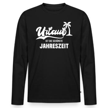 Urlaub Urlauber Palme Spruch - Männer Premium Bio Langarmshirt - Schwarz - Vorne - Nico (187cm)
