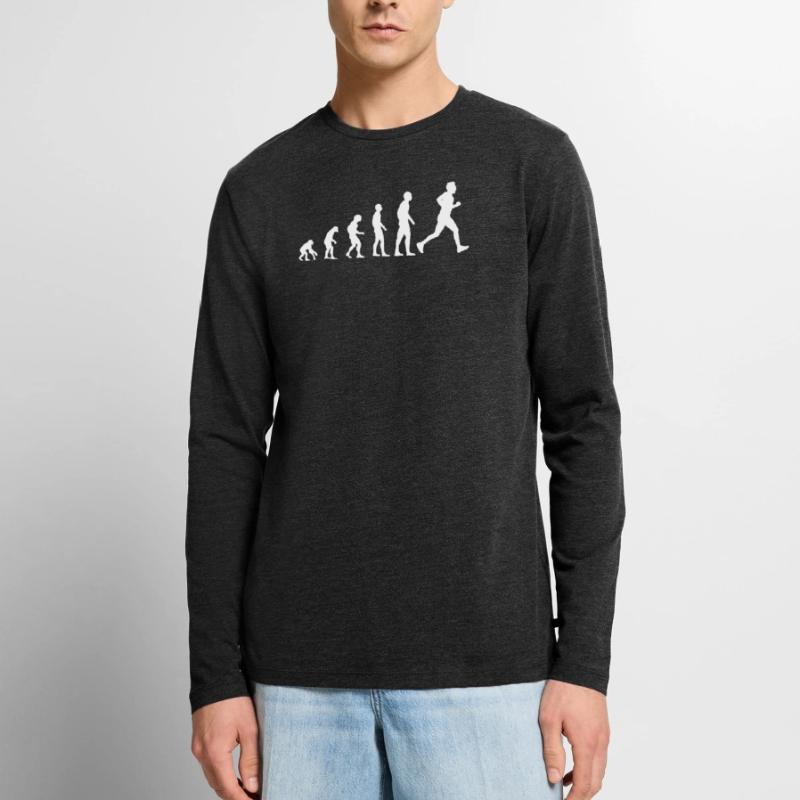 Jogging Run Runner Evolution Funny Gift Men's Premium Organic Long Sleeve Shirt