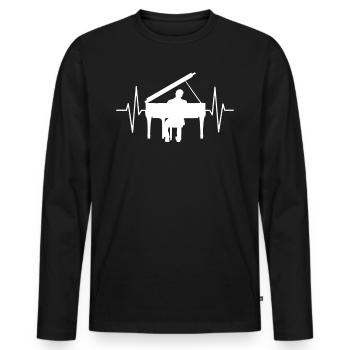 Piano player EKG line piano piano gift - Men's Premium Organic Long Sleeve Shirt - black - Front - Nico (187cm)
