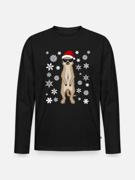 Lustiges Erdmännchen Santa Weihnachten Geschenk - Männer Premium Bio Langarmshirt - Schwarz