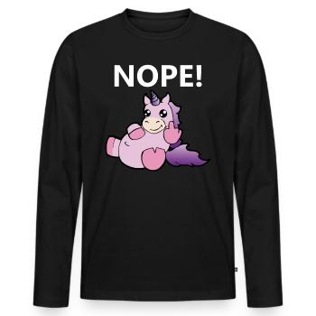 Einhorn Stinkefinger Lustig Freches Tier Geschenk - Männer Premium Bio Langarmshirt - Schwarz - Vorne - Nico (187cm)